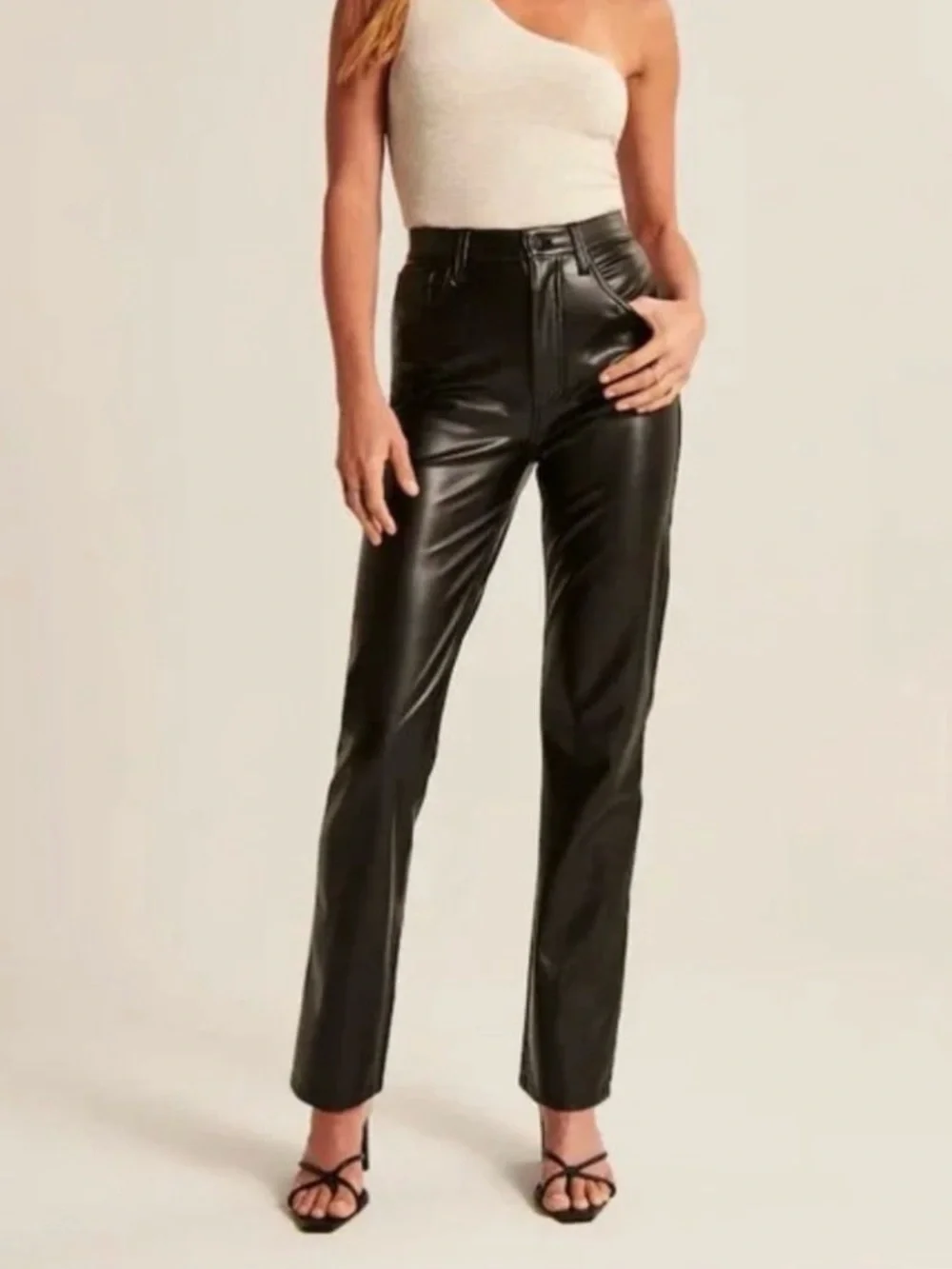 NWT Abercrombie & Fitch 90s Straight Ultra High Rise Vegan Leather Pants